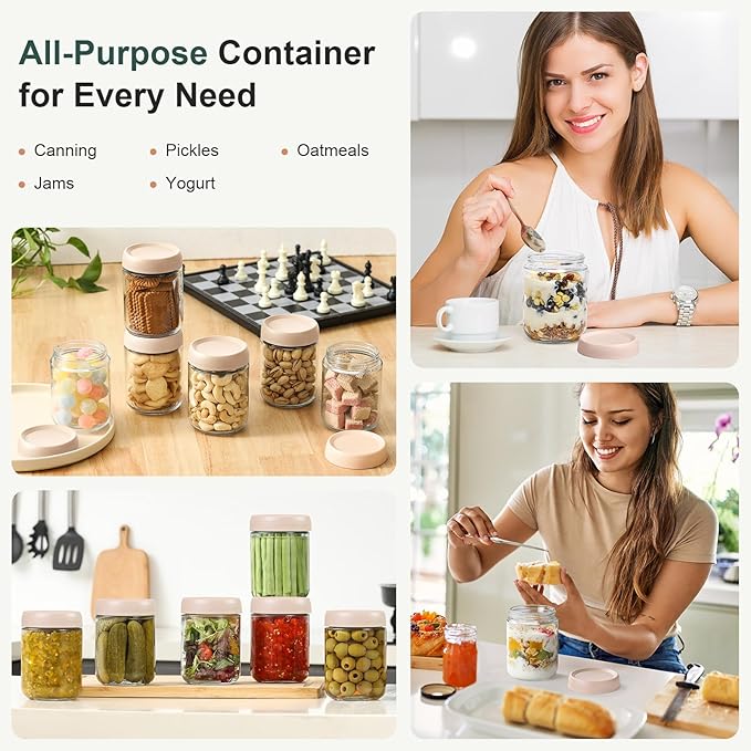 NETANY 6-pack 16oz Glass jars