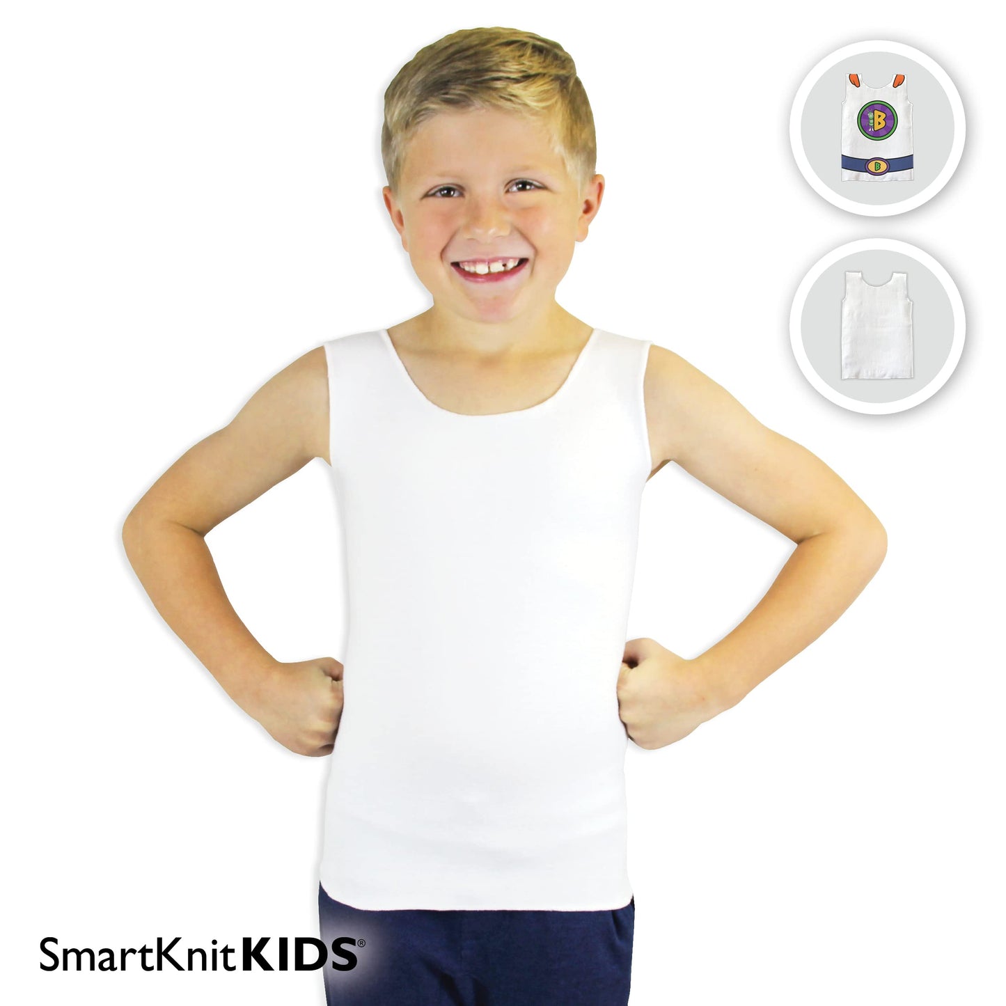 SmartKnitKIDS Compresso-T Deep Pressure Sensory Compression Undershirt - Alternative to Vest (White, Large)