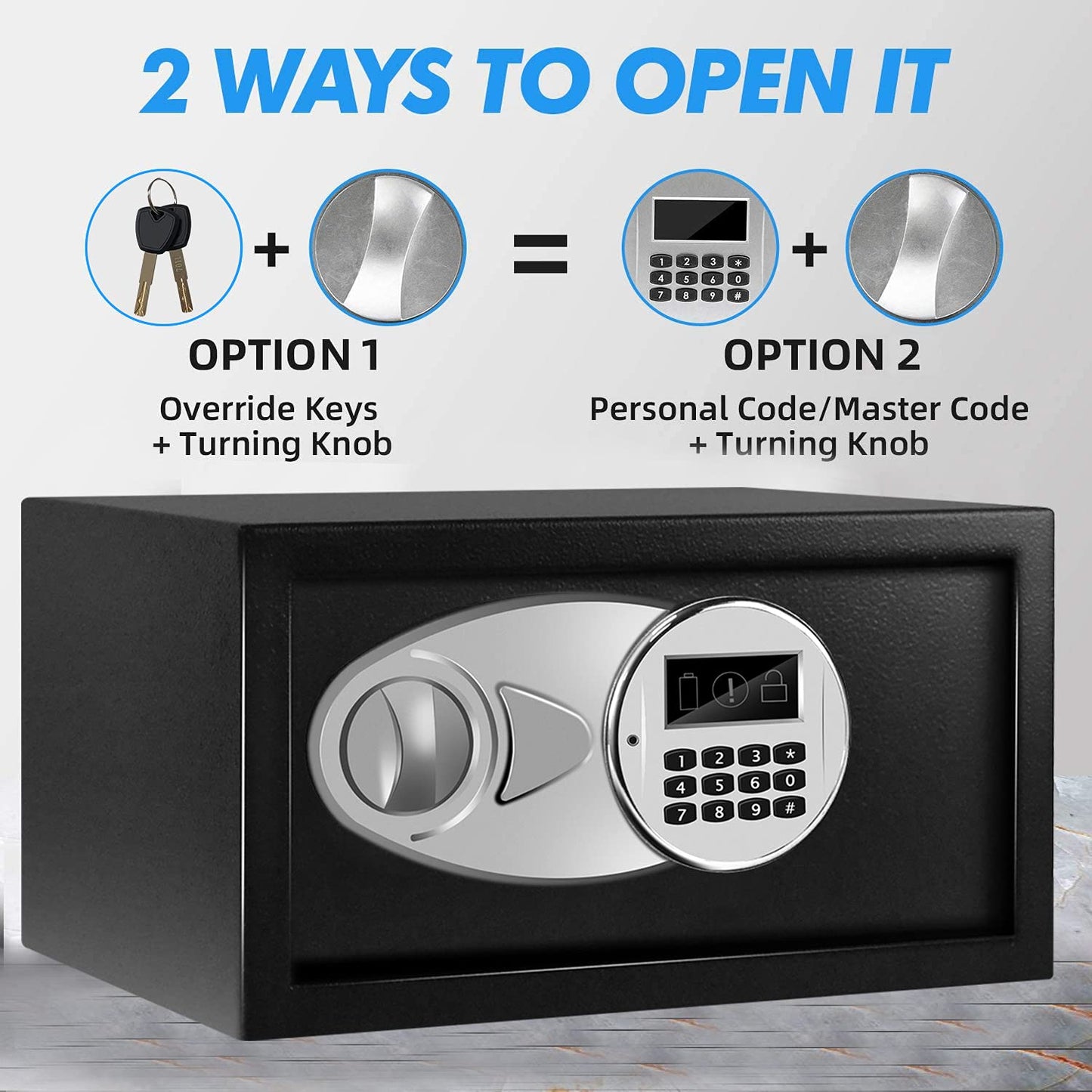 Sdstone Safe Box with Sensor Light,Hidden Safe Box with Key & Digital Lock for Home and Company. Electronic Security Safe Box Wall or Cabinet Fixed Design, 0.4 Cubic Feet