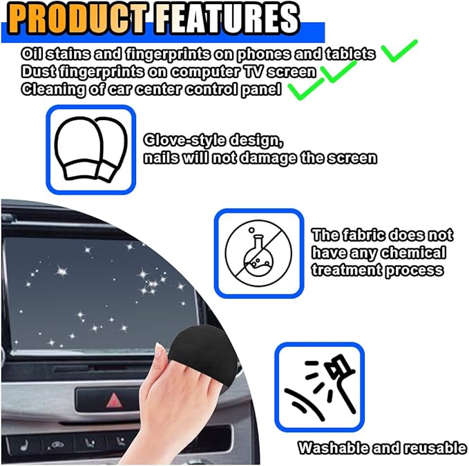 Round Car Touch Screen Cleaner Cloth, Microfiber Cleaning Pad Car Cleaning Wipes
