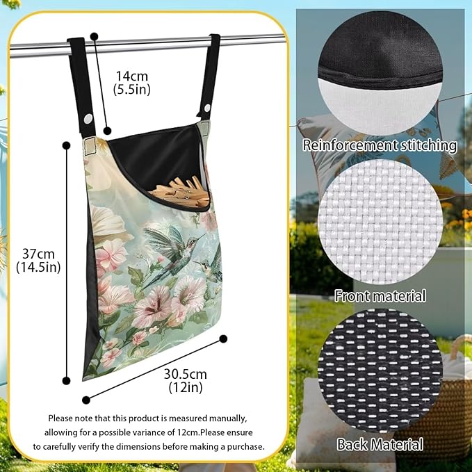 2 Pcs Hummingbird Clothespin Bag