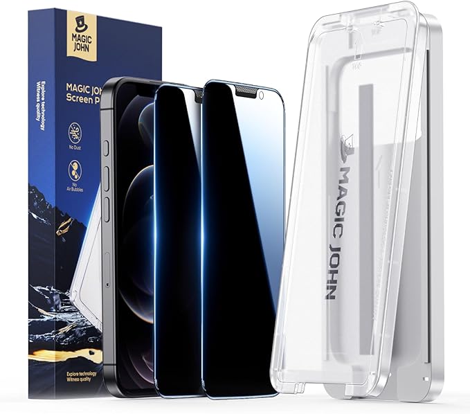 MAGIC JOHN 3rd Gen Upgraded for iPhone 16ProMax Privacy Screen Protector 6.9 Inch,25°Anti-Spy Screen,Shockproof Tempered Glass,Auto Dust-Removal,Bubble Free,Easy Installation,2 Pack