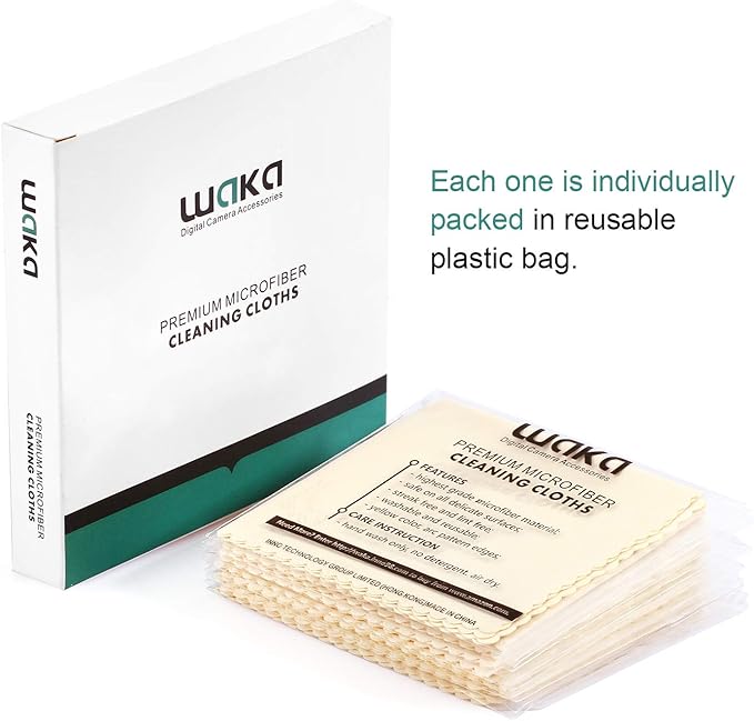 waka 10 Pack Upgraded Microfiber Cleaning Cloth, 6x7 Lint Free Cloth