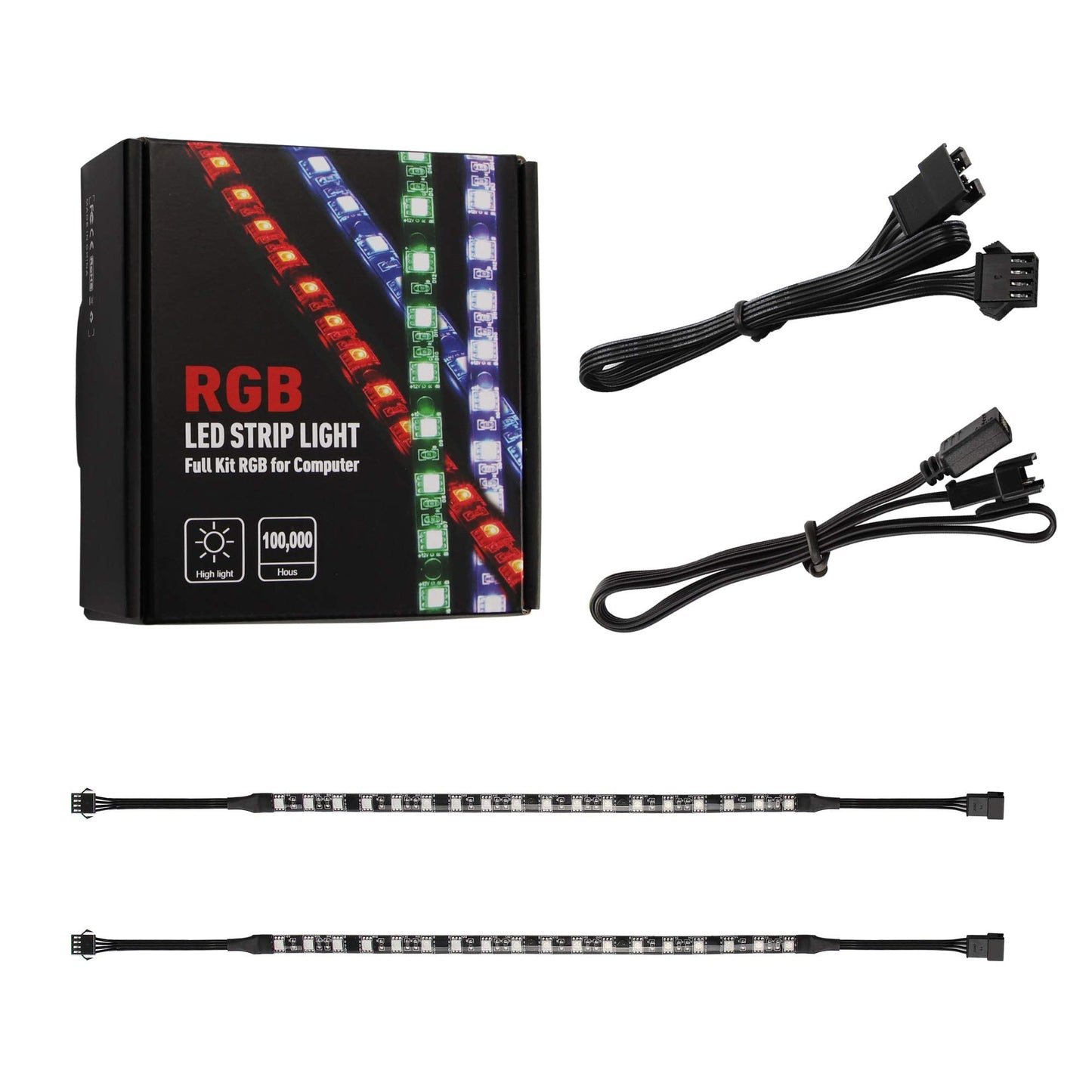 Speclux PC RGB LED Strips Lights, Magnetic LED Light Strips for Modding PC Case, 12V 4pin 30cm RGB, Compatiable with Asrock RGB Led Lights, Asus Aura, Gigabyte Fusion RGB, MSI Mystic