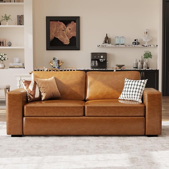 ABCASA Loveseat Set of 2, Living Room Furniture Set, Oversized Faxu Leather Sofa