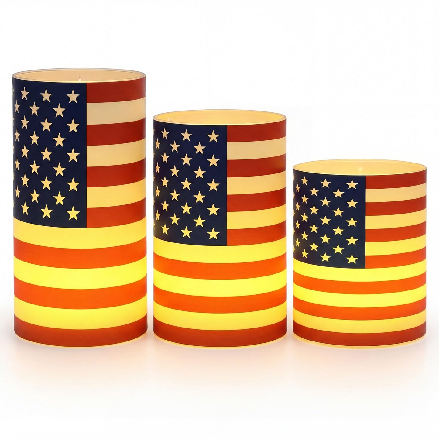 Baquler 3 Set 4th of July Flameless Candles Patriotic USA Flag Flameless Candles 250th Anniversary Lampshade with LED Tea Lights National Flag Candle Decoration for Independence Tabletop Home Decor
