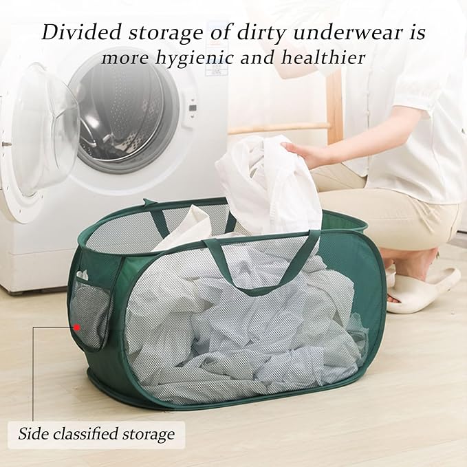 100L Foldable Laundry Baskets 2 Pack, Extra Large Mesh Pop Up Laundry Hamper