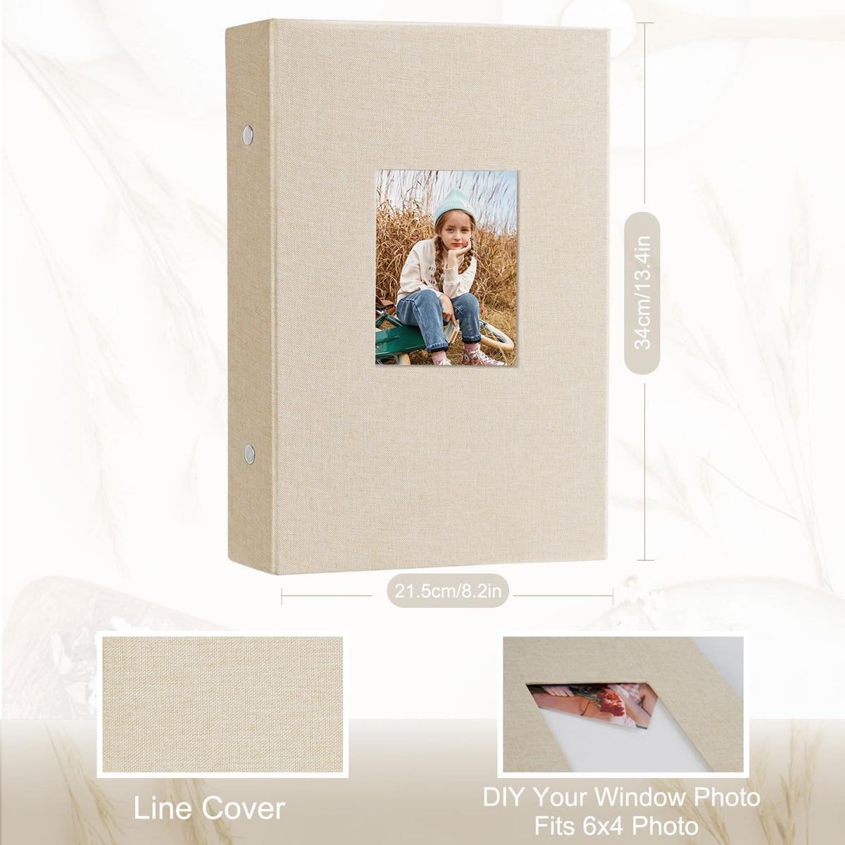 Artmag Fabric Photo Album 4x6 300 Large Capacity for Family Wedding Anniversary Linen Album Holds 300 Horizontal Photos (300 Pockets, Beige)
