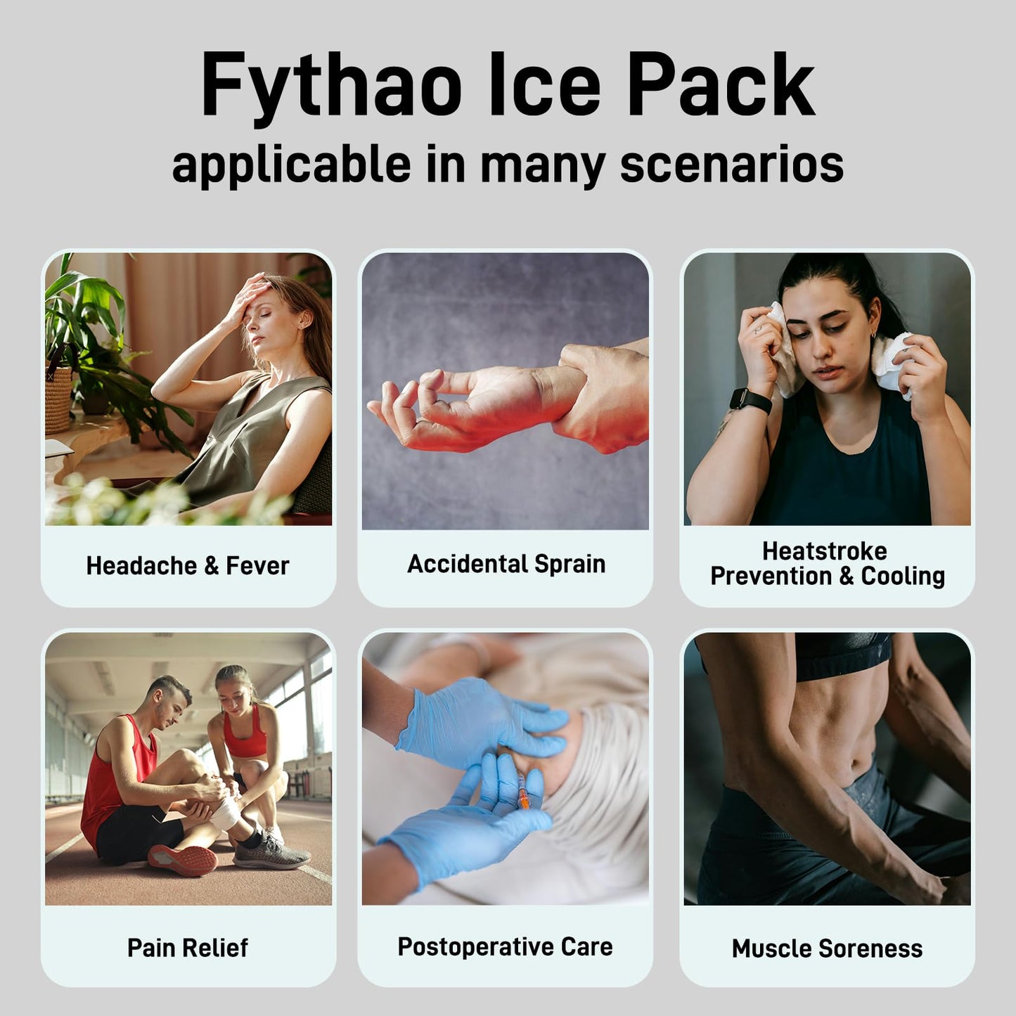 Ice Pack for Injuries Reusable, Ice Bag Reusable 9" Hot Water Bag for Hot & Cold Therapy, No-Leak Elastic Ice Bag for Pain Relief, Menstruation Pain Injuries Muscle Strains