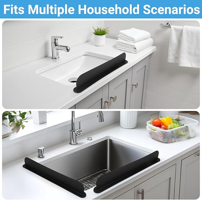 19.29 inch Sink Water Splash Guard, Silicone Sink Splash Guard, Backsplash