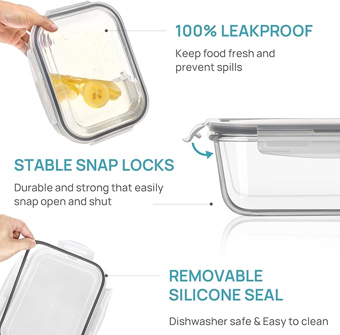 Vtopmart 2.26L/76oz Extra Large Glass Food Storage Containers