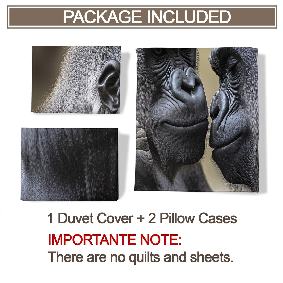 Twin Size Duvet Cover Gorilla Print Duvet Cover Gorilla Comforter Cover Wild Animal Bedding Kids Room Bedding Decor (Reversible Printing)