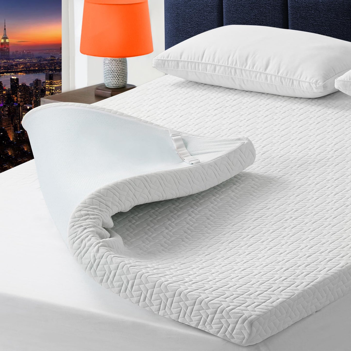 3 Inch Gel Memory Foam Cooling King Size Mattress Topper, Mattress Pad Cover for Pressure Relief, Bed Topper with Removable Cover,Soft & Breathable