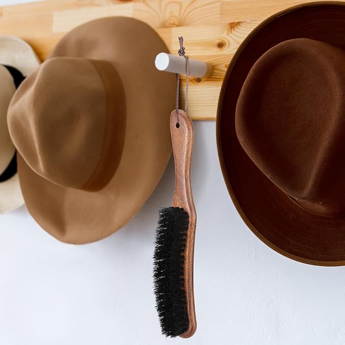 Patelai 2 Pcs Horsehair Felt Hat Brush Kit Lint Brush