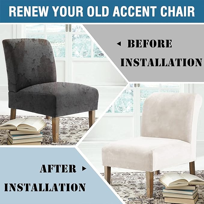 H.VERSAILTEX Armless Accent Chair Covers Thick Velvet Armless Chair Slipcovers