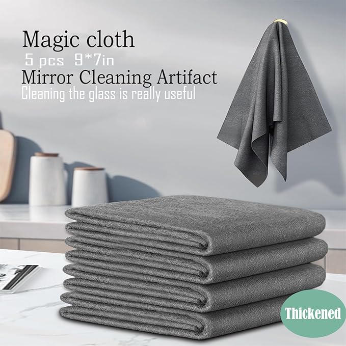 5pcs 9×7 Inches Real Magic Cloth Thickened Magic Cleaning Cloth Microfiber
