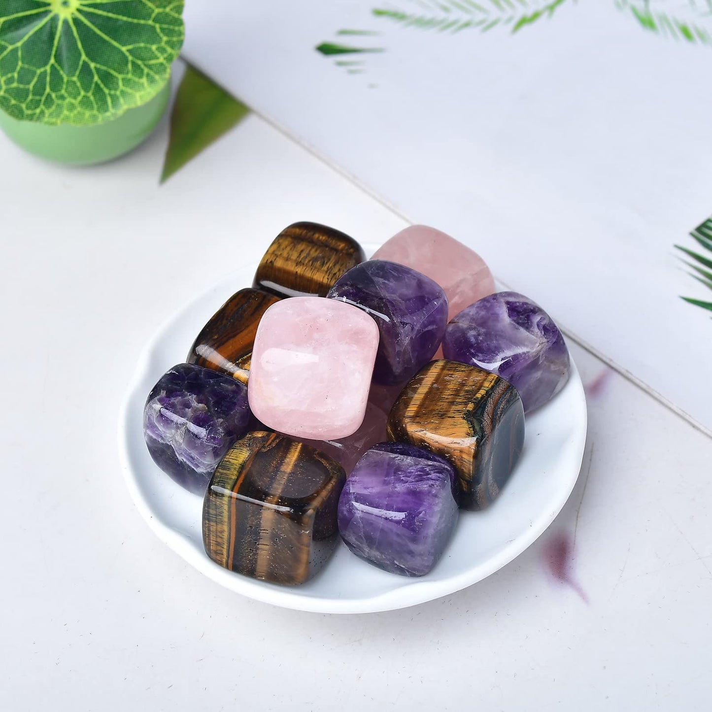 FZBHRO Whiskey Stones Chilling Crystal Ice Cubes for Drinks Whiskey Rocks 0.7-0.8" Wine Cubes Gifts for Women Multi Quartz Set of 6