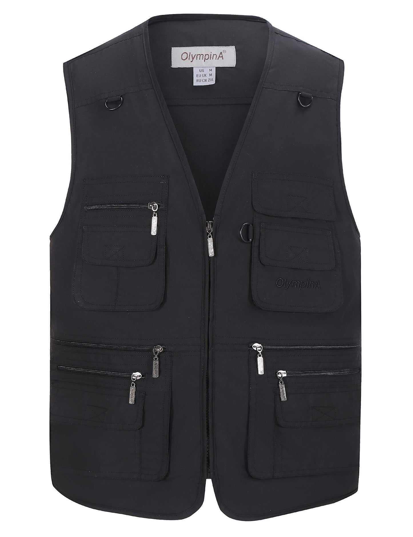 Gihuo Men's Fishing Vest Utility Safari Travel Vest with Pockets Outdoor Work Photo Cargo Fly Summer Vest (Black, X-Large)