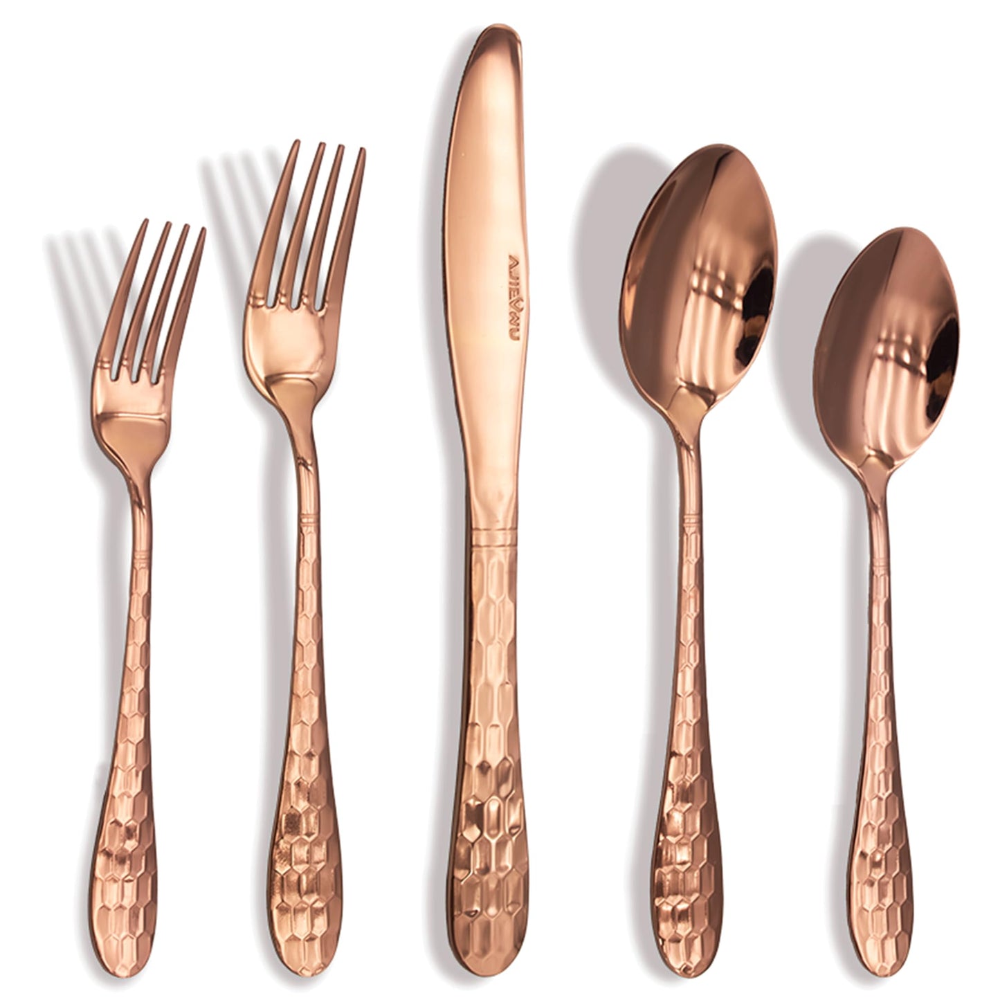 Silverware Set, Flatware Set Service for 8 Premium Stainless Steel Cutlery Set 40 Piece Include Upgraded Knife Spoon Fork Mirror Polished, Dishwasher Safe (Rose Gold)
