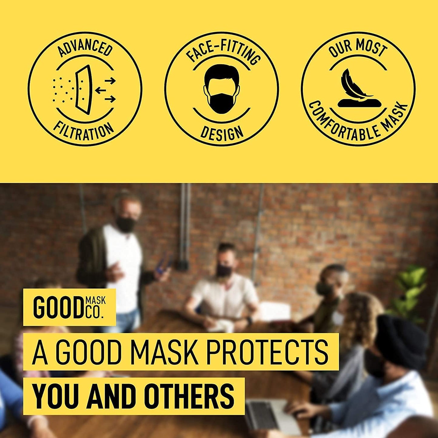 Good Mask Co. Good Comfort KN95 Face Mask, Disposable, Folding, Comfortable, Bulk (25 Pack, Black)