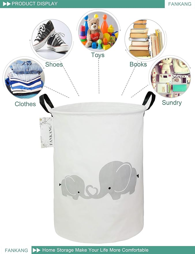 FANKANG Storage Basket, Nursery Hamper Canvas Laundry Basket Foldable