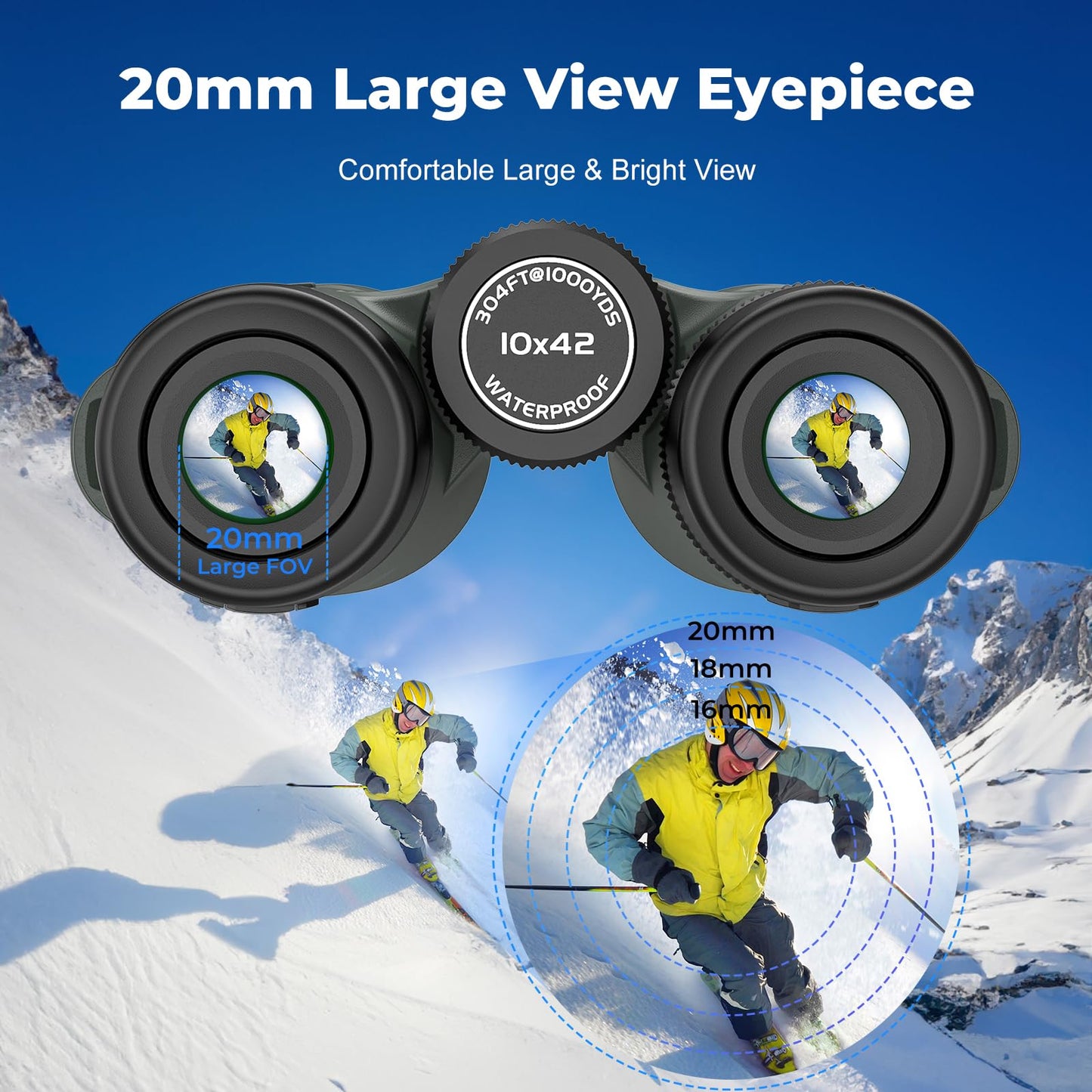 Gosky 10X42 HD Binoculars for Adults with Phone Adapter, High Power Binoculars with BAK4 Prism and FMC Lens, Waterproof Binocular for Bird Watching Hunting Traveling Outdoor Sports