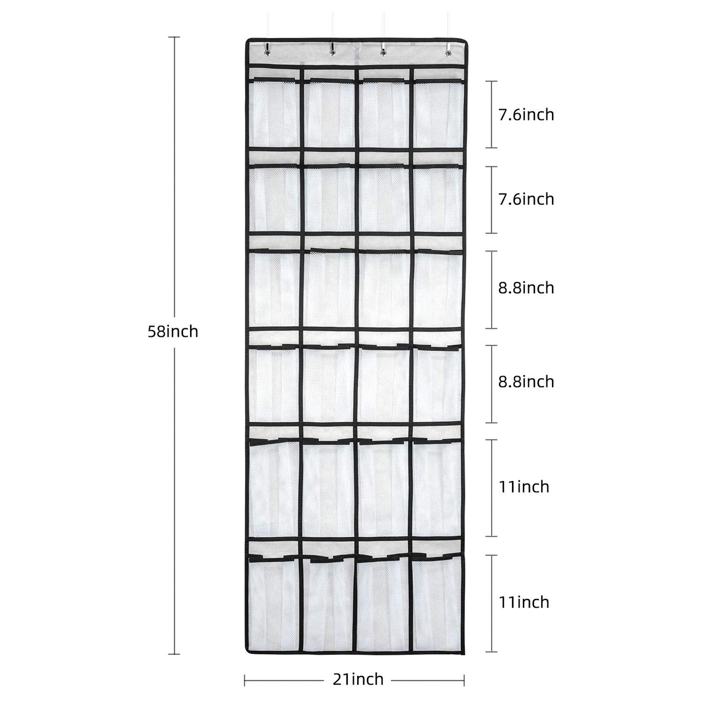 SAVERHO Over The Door Shoe Organizer, Hanging Shoe Organizer with 24 Mesh Large Pockets Door Shoe Rack Organizer for Men Women Kids Hanging Shoe Storage Bag.(White