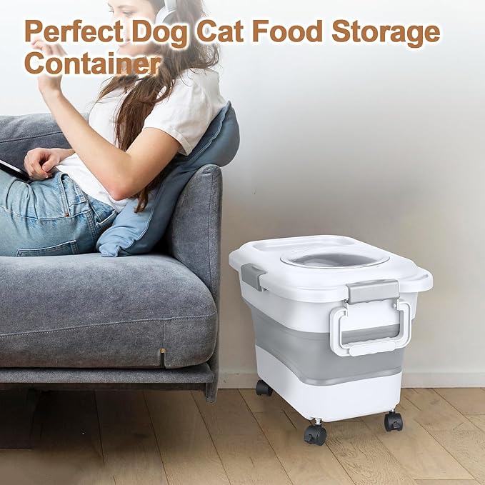 Dog Food Storage Container, 10-20 lbs Airtight Collapsible Cat Food Storage