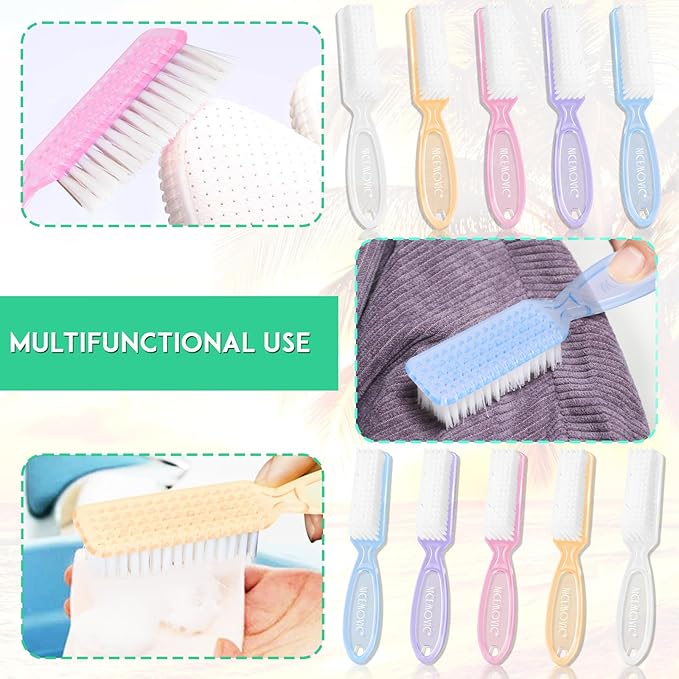 NICEMOVIC 20 Pcs Nail Brush for Cleaning Fingernails, Handle Grip Nail Scrubber