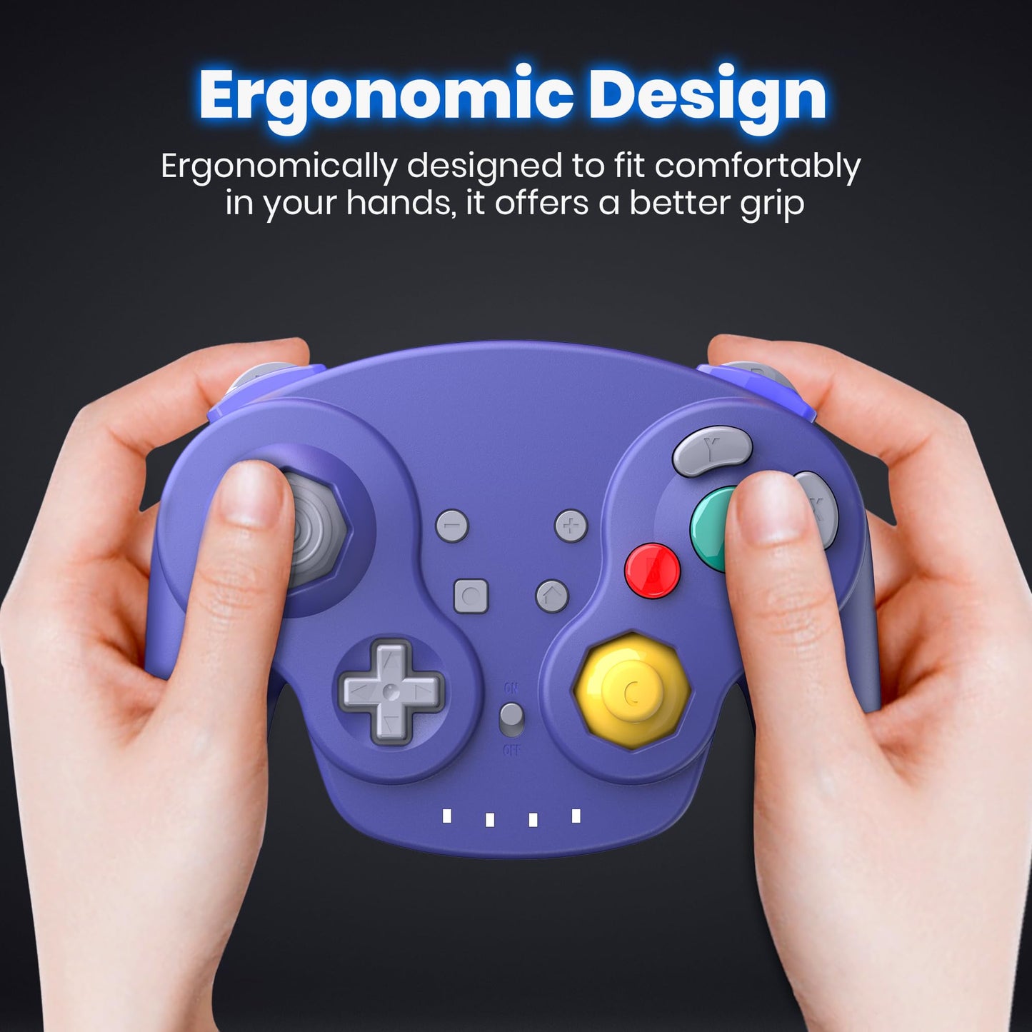2.4 GHz Wireless GameCube Controller Switch Online Controller, USB Receiver & NGC Receiver, Compatible with Windows PC iOS Mac Raspberry Pi, GameCube/Switch - (Rechargeable) (Plug and Play) Indigo