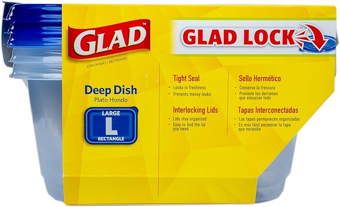 Glad GladWare Deep Dish Food Storage Containers, Large Rectangle