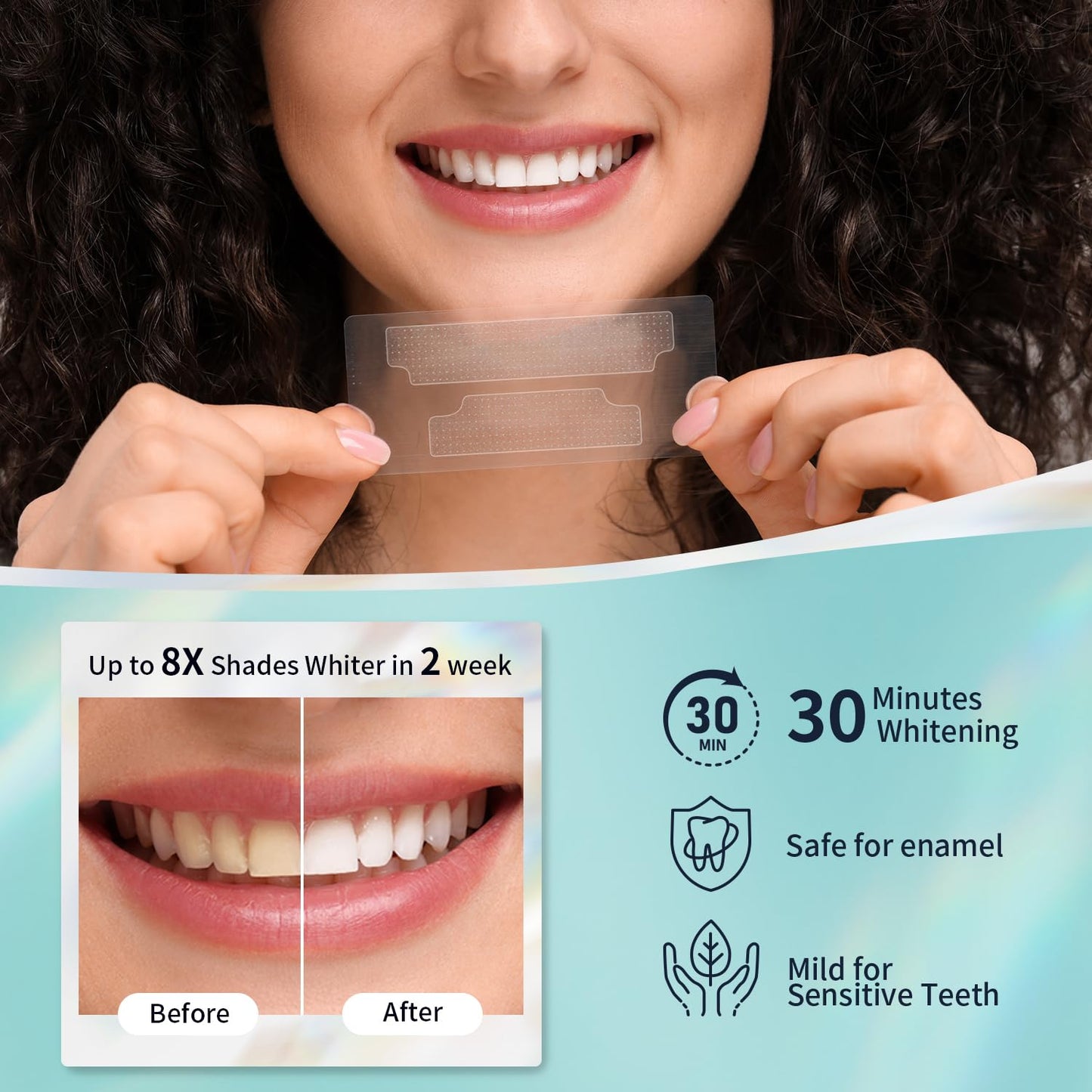 Teeth Whitening Strips 14 Treatments Kit - Contain Teeth Whitening Pen,Sensitive Teeth Whitener, Hydrogen Peroxide Teeth Whitener for Coffee, Wine, Tobacco, and Other Stains (28 Strips)