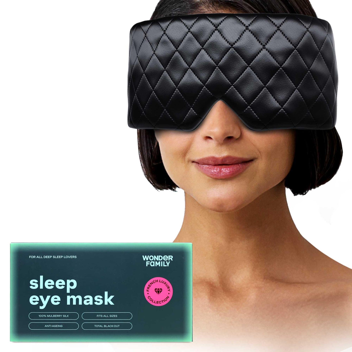 100% Mulberry Silk Sleep Mask for Women & Men - Black Blindfold Eye Cover with Adjustable Straps for Night Time Wrap - Sleep Headband for Washing Face - Blackout Eye Mask - Silk Hair Headband