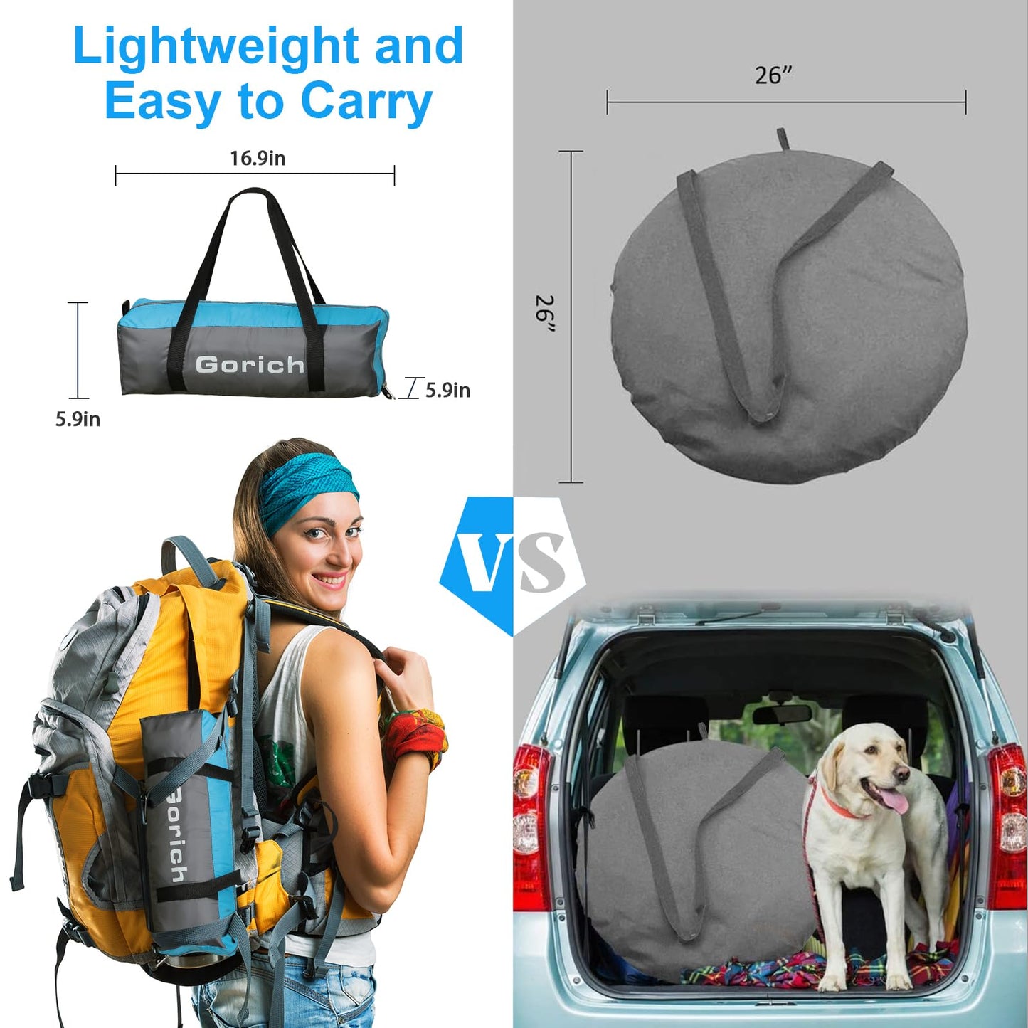 Gorich Beach Tent Sun Shelter with UPF50+ UV Protection for 3/4-5/6-7 Person, Lightweight & Portable Beach Shade Canopy with 2 Zippered Doors, Easy Setup Family Beach Umbrella