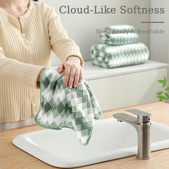 8 Piece Bathroom Towel Set Green |2 Oversized Large Bath Towels Sheet, 2 Hand