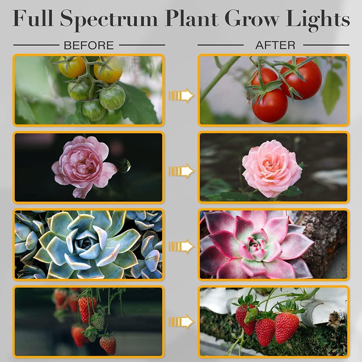 iPower LED Grow Lights for Indoor Plants, 6000K Full Spectrum Growing Lamp with White Red LEDs, 5-Level Dimmable, Auto On Off with 4/8/12H Timer, 3 Tubes