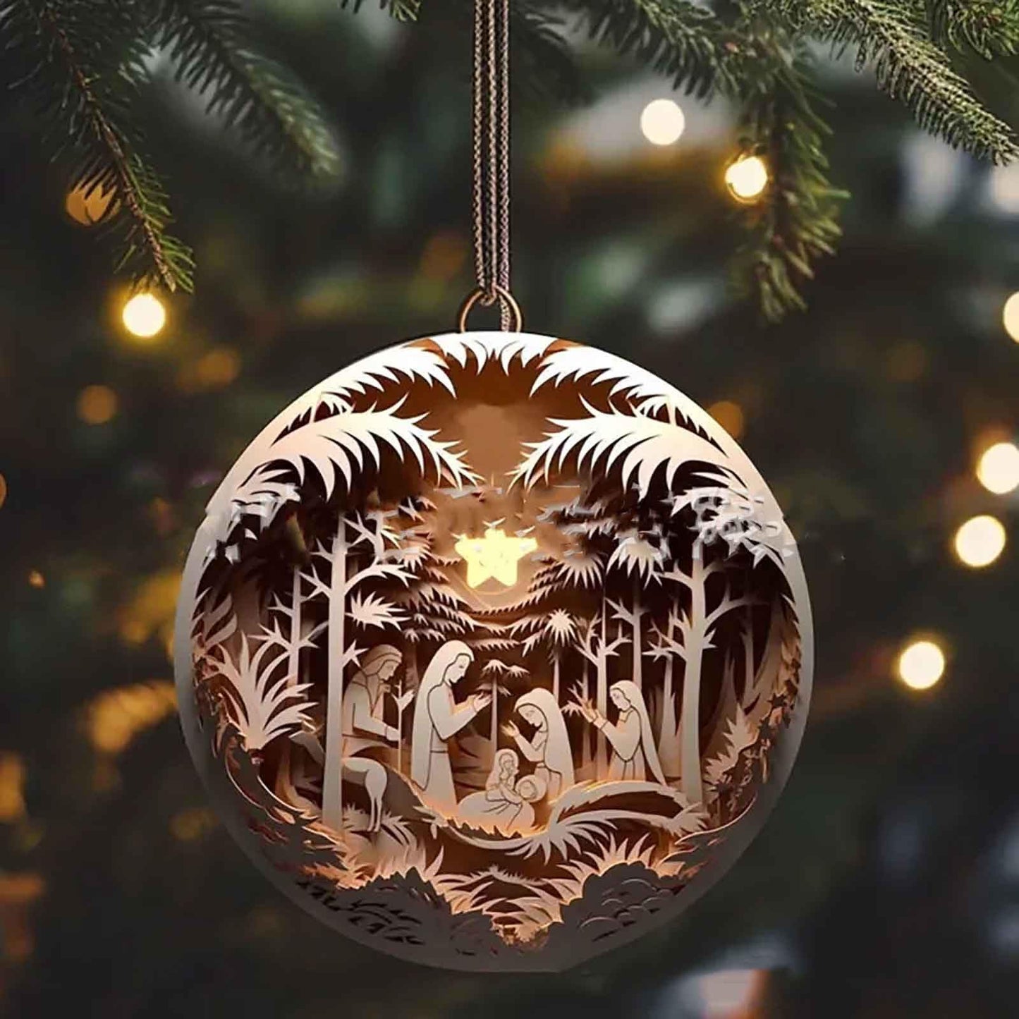 6Pcs Nativity Scene Ornaments, Christmas Tree Ornaments Set, Birth of Jesus Hanging Decorations, Holy Religious Gifts, Nativity Scene Christian Gifts