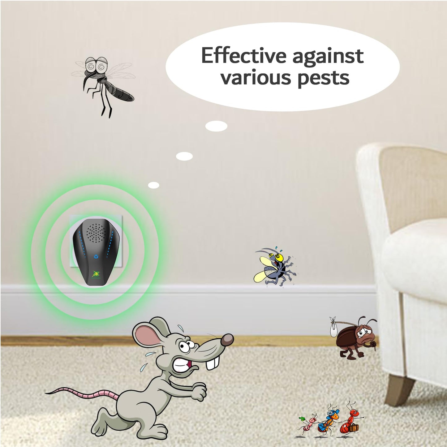 Neatmaster Ultrasonic Pest Repeller, Electronic Pest Repellent Ultrasonic Plug in for Roach, Mosquito, Mice, Spider, Ant, Flea, Bug, Pest Control for House Garage Office Hotel