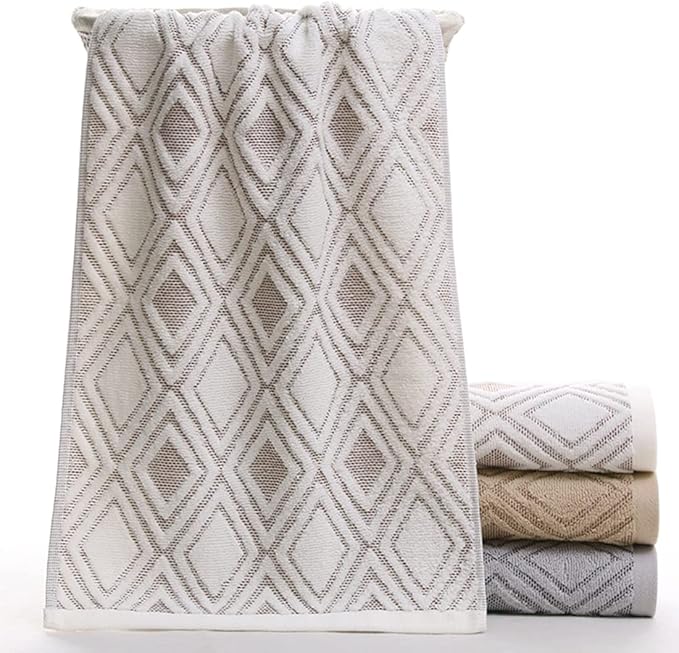 Pidada Hand Towels Set of 4 Diamond Pattern 100% Cotton Absorbent Soft
