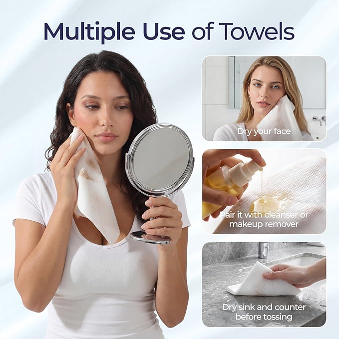 ECOLOOK Disposable Face Towel XL-10"x12" Upgraded Thick Facial Towels, Ultra