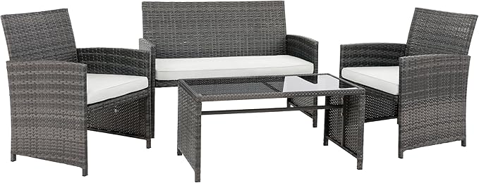 4 Piece Patio Ratten Set Outdoor Furniture Set Wicker Conversation Set