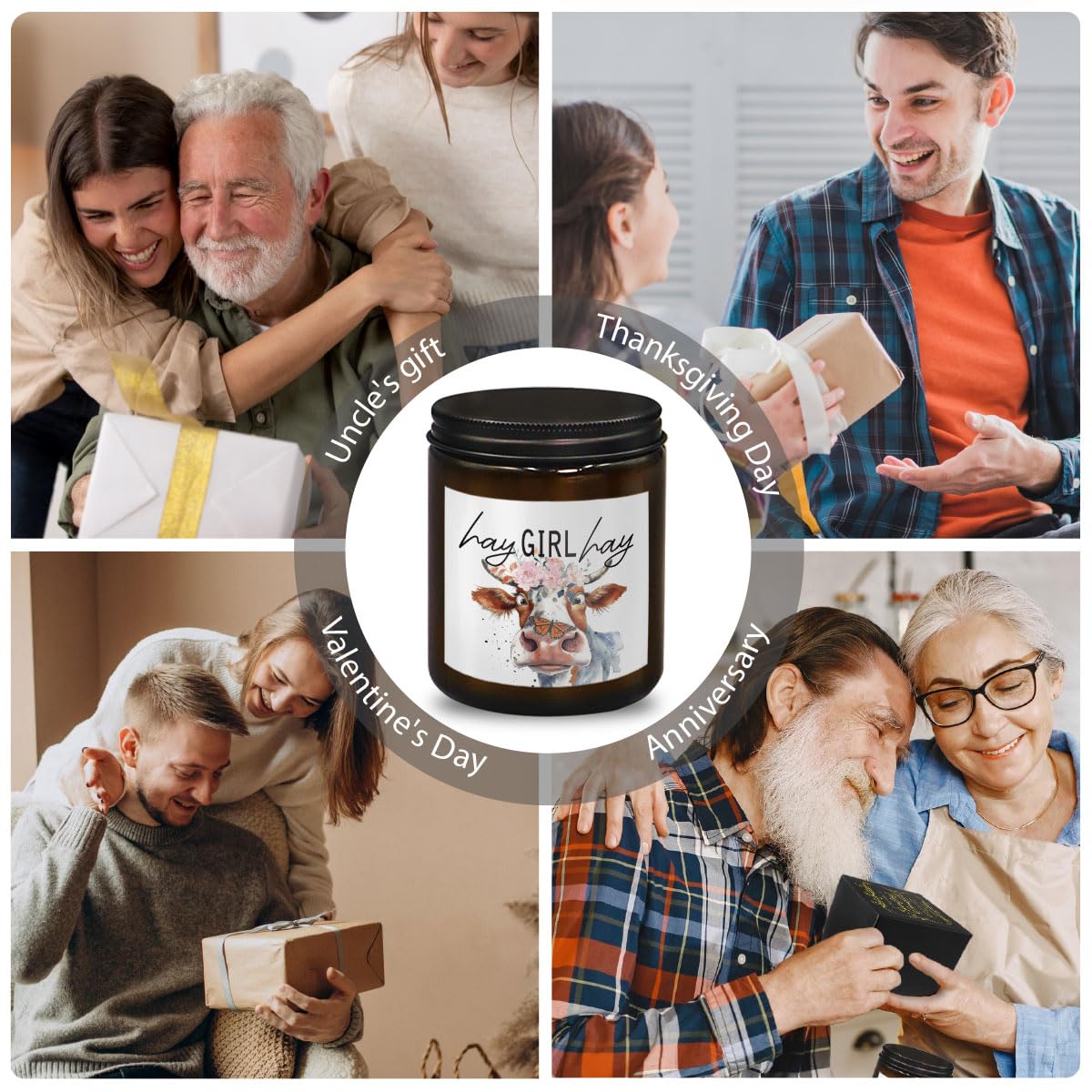 THDSE Cow Candle - Cow Themed Birthday Gifts, Scented Candles in Hay & Pine, 8 oz