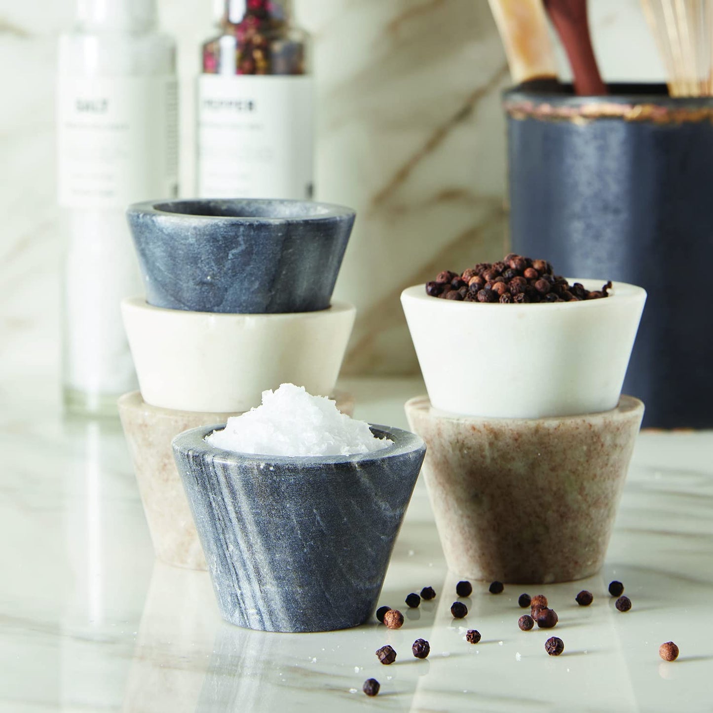 Santa Barbara Design Studio Table Sugar Marble Pinch Pot, 2-Inch Diameter, Black