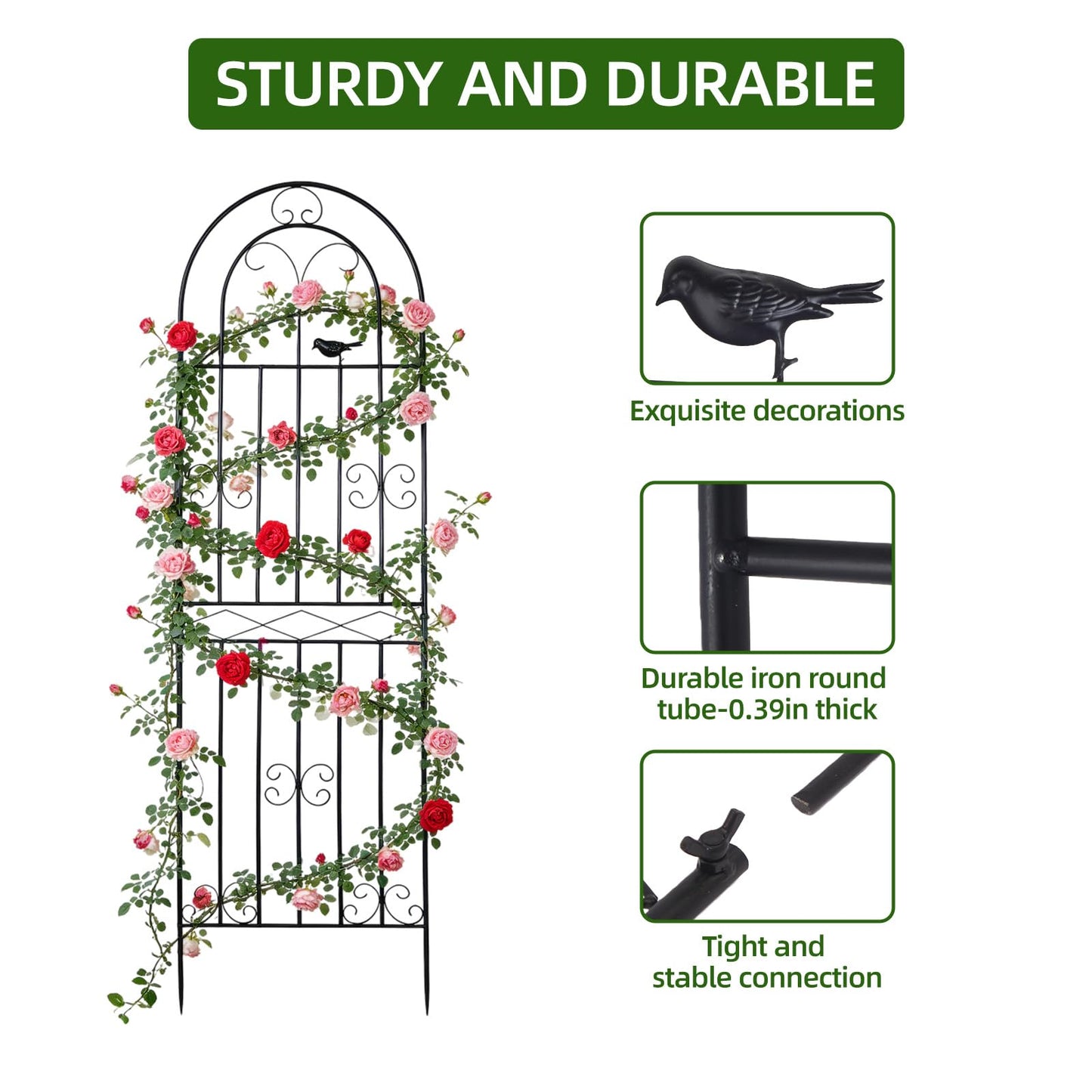 Amoskey 2 Pack 71x20in Durable Garden Trellis for Climbing Plants - Outdoor Trellis Supports for Lush Greenery - Ideal for Vines, Flowers, and Vegetables, Easy Installation & Space-Saving Design