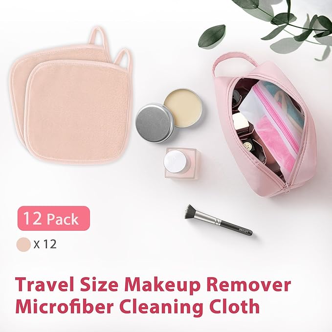 Makeup Remover Cloth, 12 Pack Makeup Remover Pads Microfiber Face Washcloth