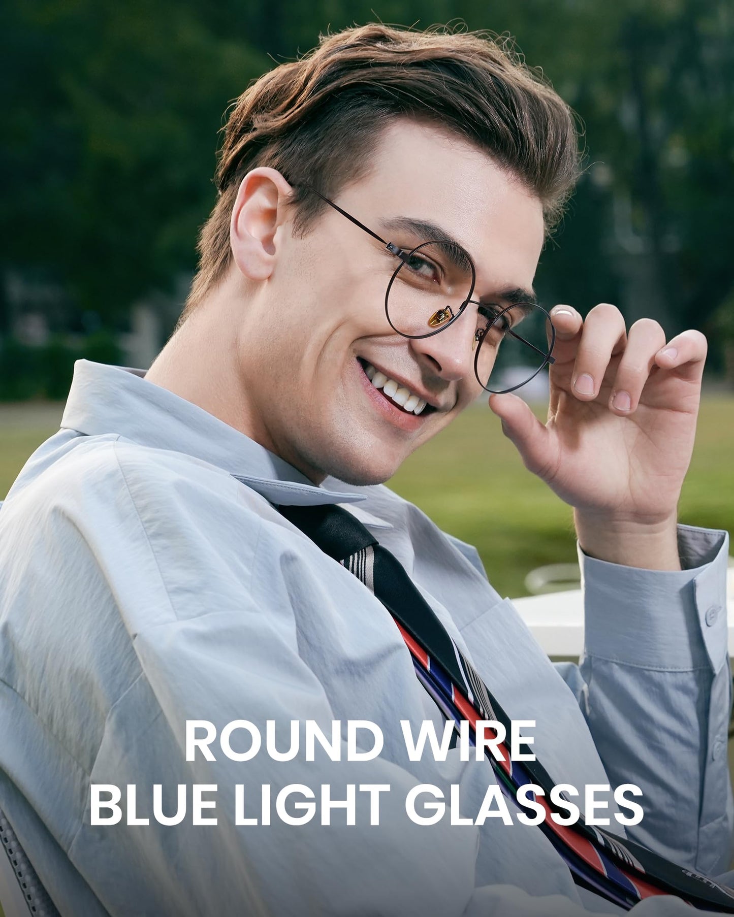 Cyxus Blue Light Glasses for Men Women Round Wire Frame UV Blocking Computer Glasses Clear Lens Metal Ultra Light Eyewear