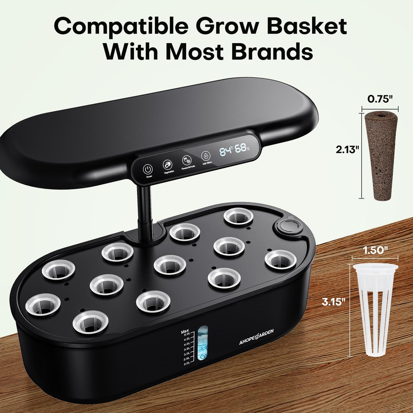 Ahopegarden Hydroponics Growing System kit: 12 Pods Indoor Herb Garden with Smart Environmental Detection - Full Spectrum LED Grow Light for Growing Vegetables,Herbs and Lettuce - Home Gardening