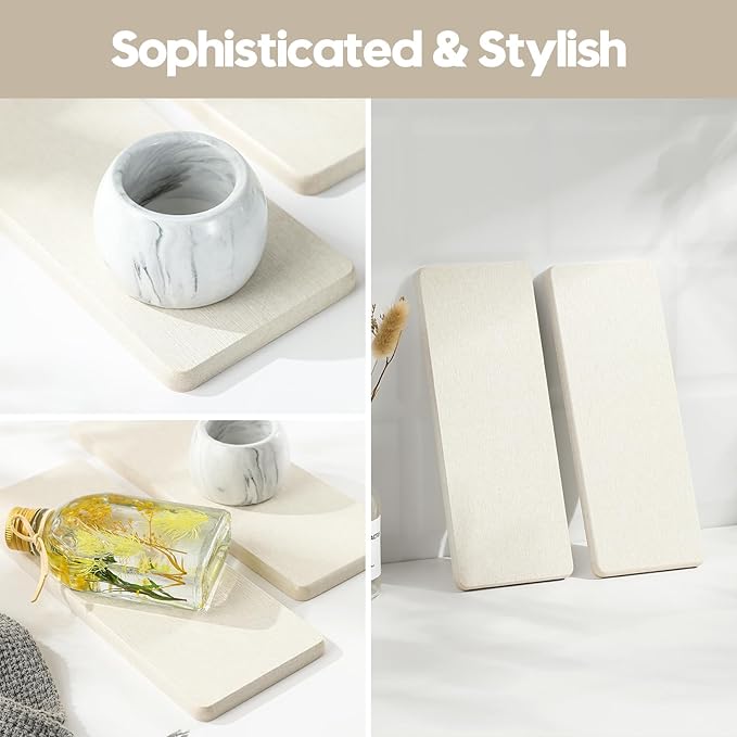 3PCS Bathroom Sink Vanity Trays, Quick Stone Drying Mat Dish Soap Dispenser