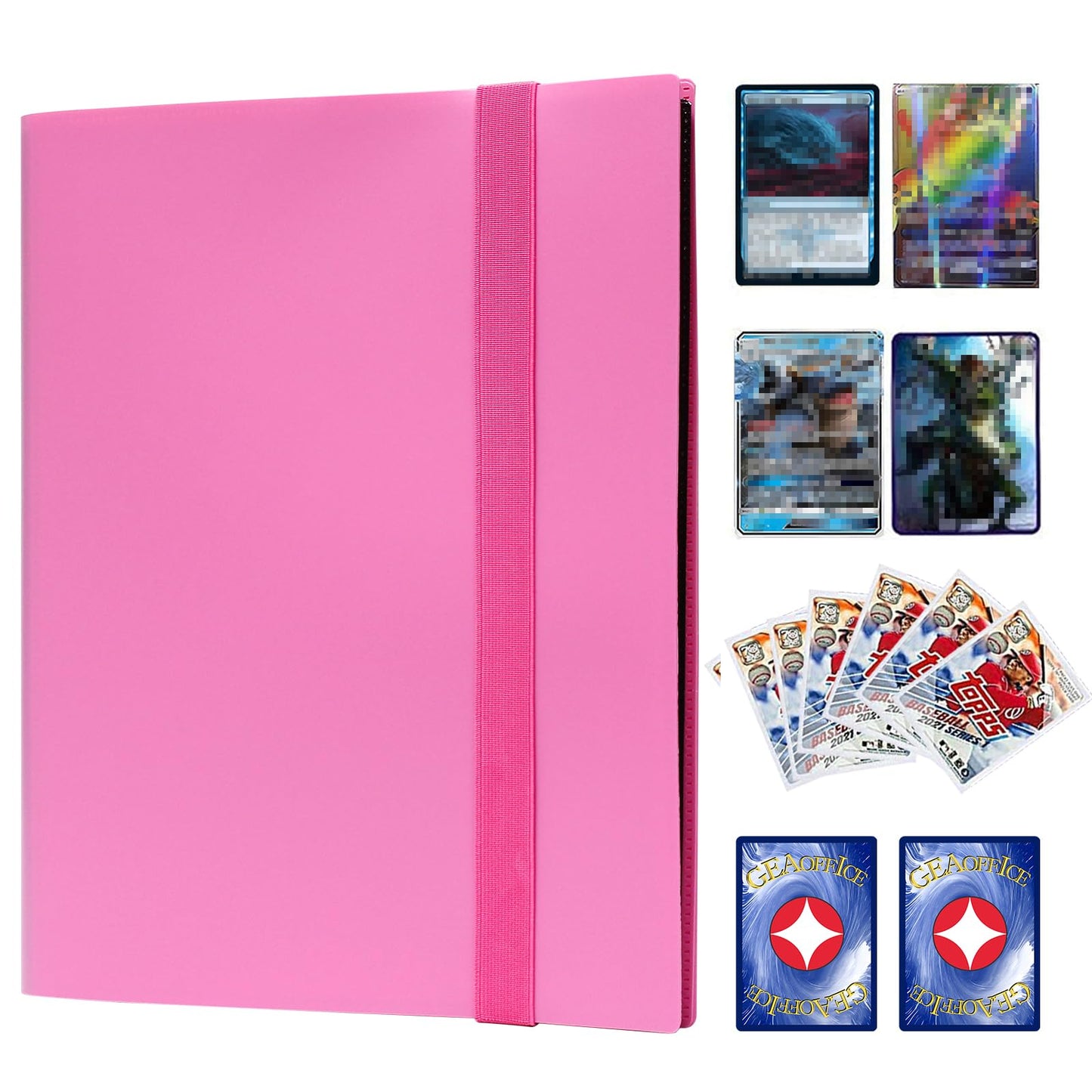 GEAoffice Card Binder 9 Pocket, 360 Pockets Trading Card Album Folder for Standard Cards, Side Loading Collection Folder for MTG, TCG, Sports (Rose Pink)