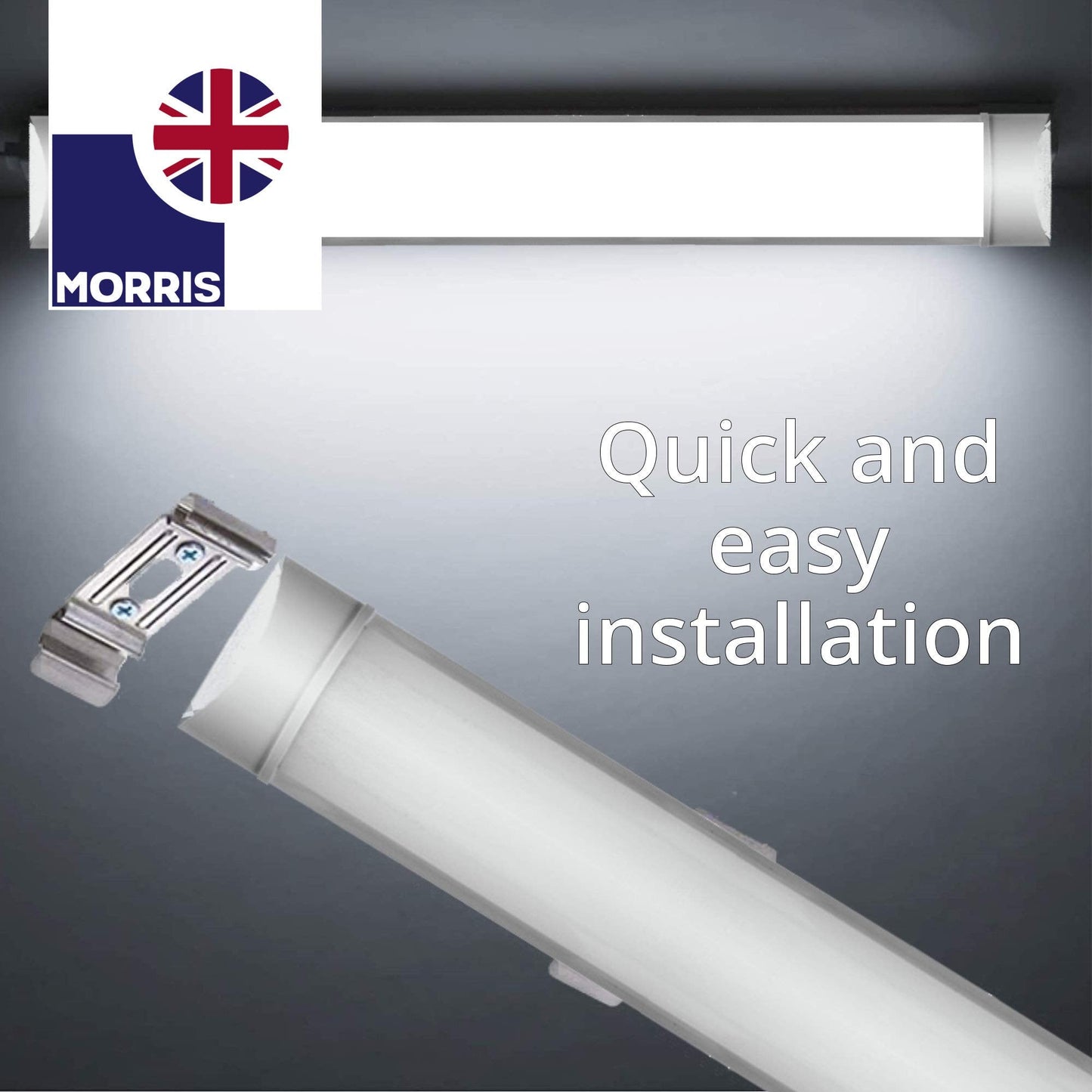 Morris 45w LED Batten Lights 5ft, 150cm, 6000k Daylight, IP20 LED Fluorescent Strip Light Fitting for Ceiling of Home & Office, Workshop & Garage Lighting, Pack of 2